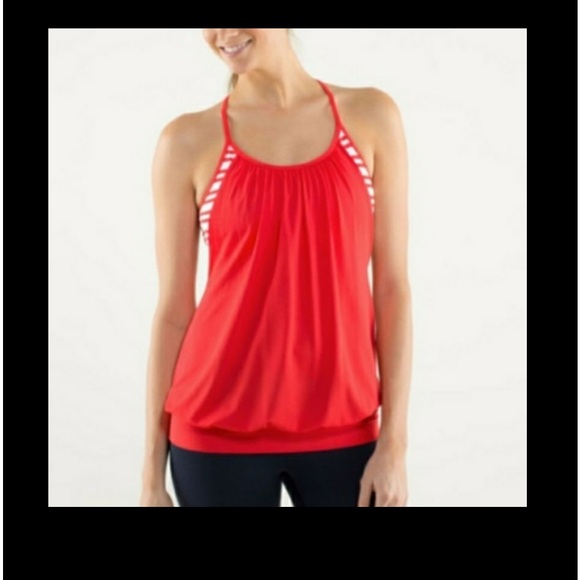 lululemon athletica Tops - Red White No Limits Tank twin Striped 2 XS
